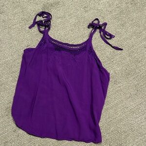 Vintage Women's Purple Tie-Shoulder Camisole Top size small